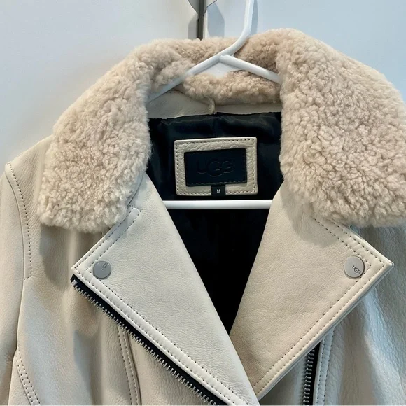 NWT Ugg Women's Cream Shearling Collar Jacket - medium